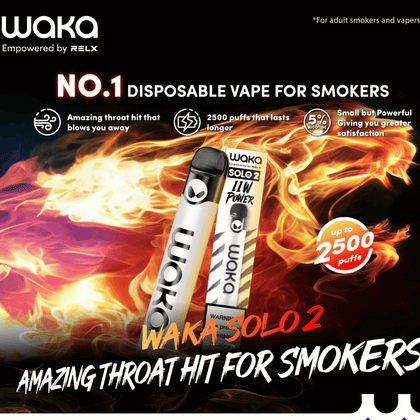 E-cigarette jetable - WAKA Solo 2 2500 Puffs (5%ml)